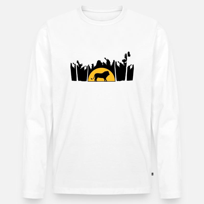 Dschungel Männlicher Löwe - Männer Premium Bio Langarmshirt - Weiß
