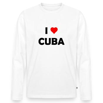 J’aime Cuba - J’aime Cuba - La Havane - Caraïbes - T-shirt manches longues Premium bio Homme - blanc - Devant - Nico (187cm)