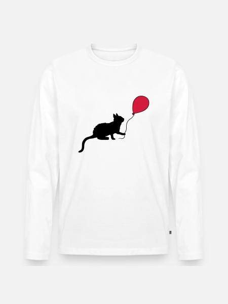 Red Balloon Kitten Plays - Men's Premium Organic Long Sleeve Shirt - white
