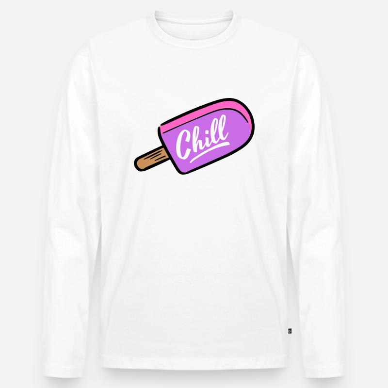 Eiscreme Chill - Männer Premium Bio Langarmshirt - Weiß