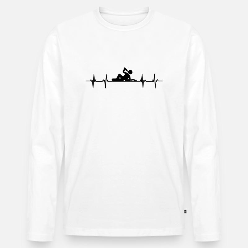 Heartbeat - Der Säufer - Der Trunkenbold - Männer Premium Bio Langarmshirt - Weiß