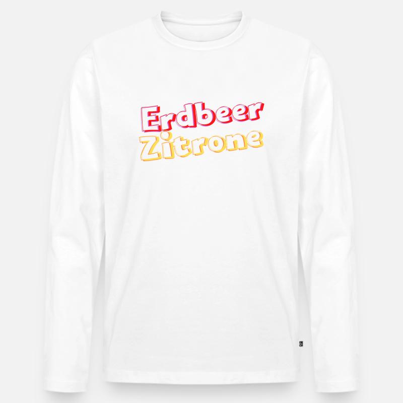ErdbeerZitrone - Männer Premium Bio Langarmshirt - Weiß
