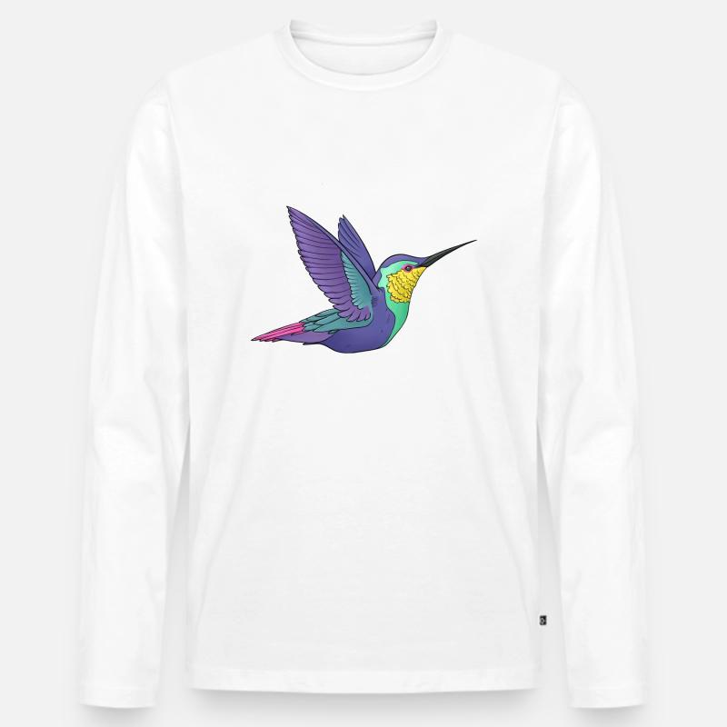 Kolibri - Männer Premium Bio Langarmshirt - Weiß