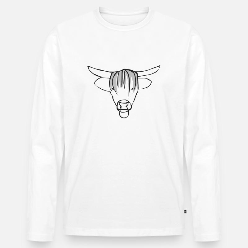 Stier - Männer Premium Bio Langarmshirt - Weiß