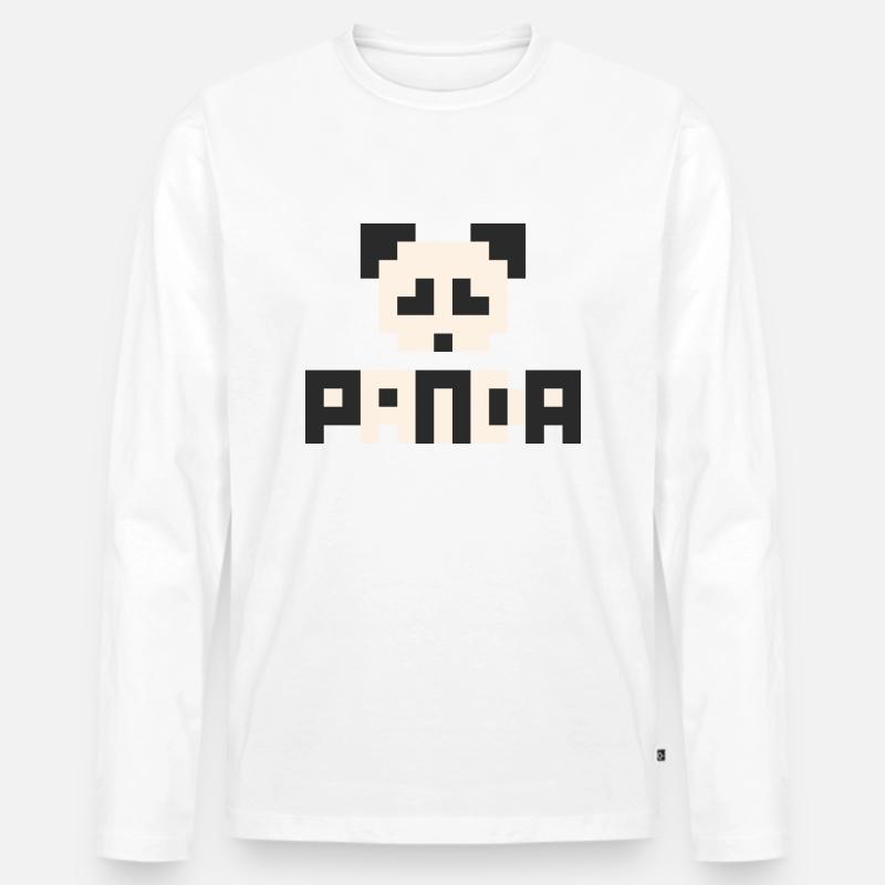 8bit panda - Männer Premium Bio Langarmshirt - Weiß