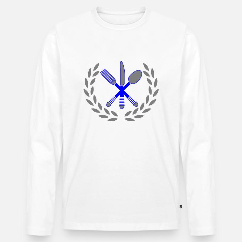 besteck kochen - Männer Premium Bio Langarmshirt - Weiß