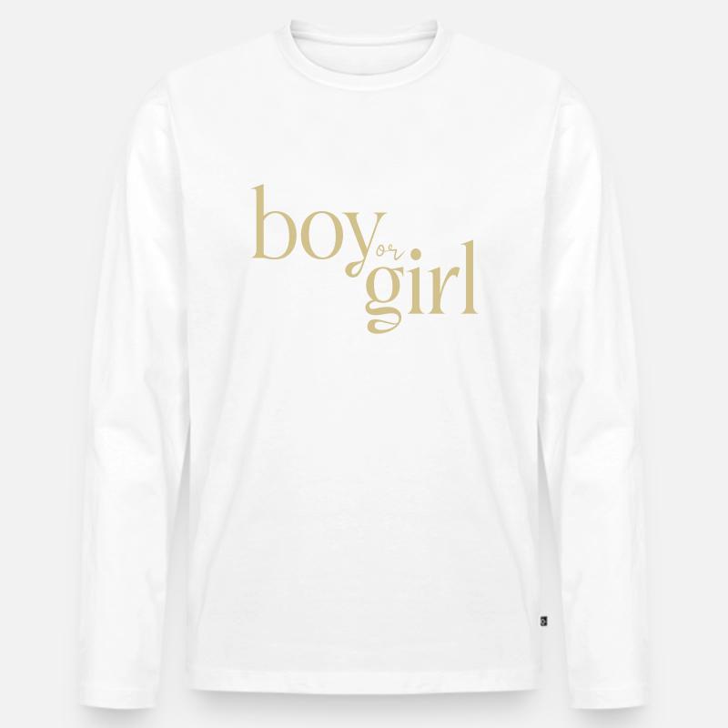 Junge oder Mädchen - Männer Premium Bio Langarmshirt - Weiß