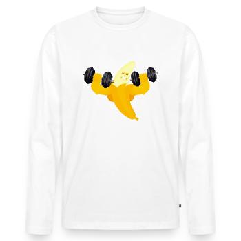 Power Banane - Männer Premium Bio Langarmshirt - Weiß - Vorne - Nico (187cm)