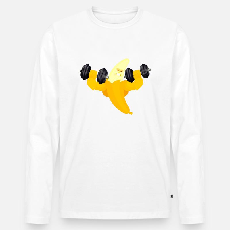 Power Banane - Männer Premium Bio Langarmshirt - Weiß