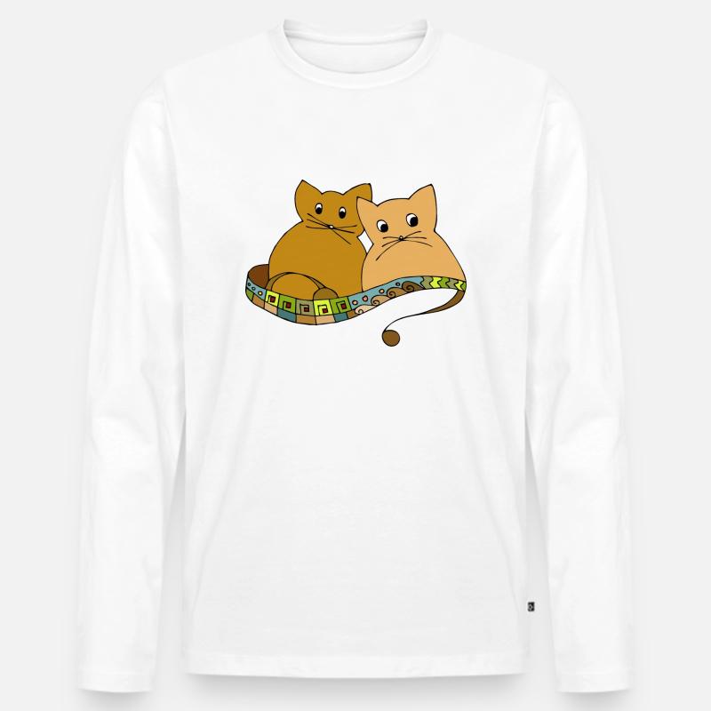 Katzen - Männer Premium Bio Langarmshirt - Weiß