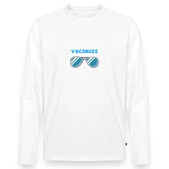 Cerveau en mode Vacances. Revenez plus tard - T-shirt manches longues Premium bio Homme - blanc - Devant - Nico (187cm)