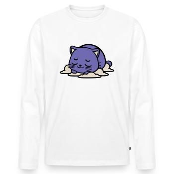 bébé chat qui dort - T-shirt manches longues Premium bio Homme - blanc - Devant - Nico (187cm)