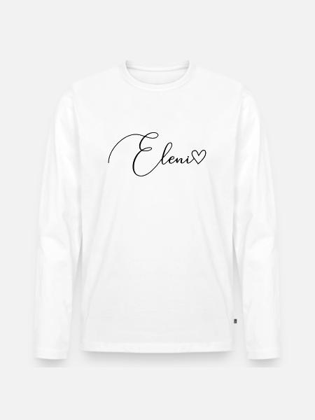Eleni Cognome Nome Ragazza - Maglia a manica lunga ecologica premium da uomo - bianco
