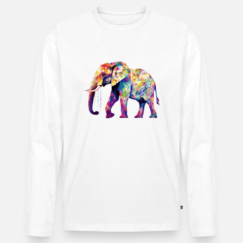 elefant bunt - Männer Premium Bio Langarmshirt - Weiß