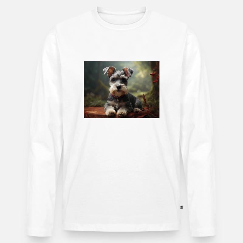 Schnauzer Hund - Männer Premium Bio Langarmshirt - Weiß