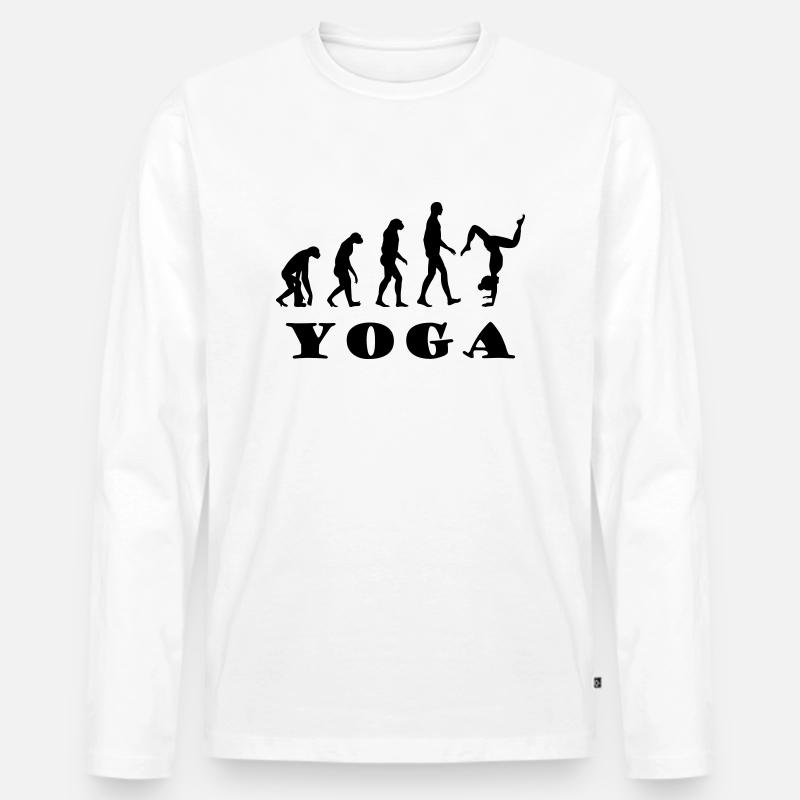 Yoga Evolution - Männer Premium Bio Langarmshirt - Weiß