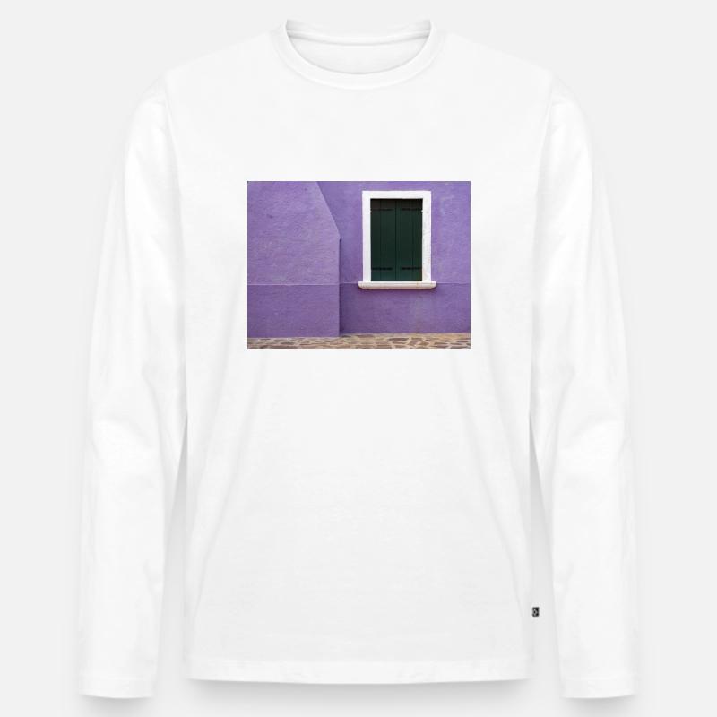 Buntes Burano - Männer Premium Bio Langarmshirt - Weiß