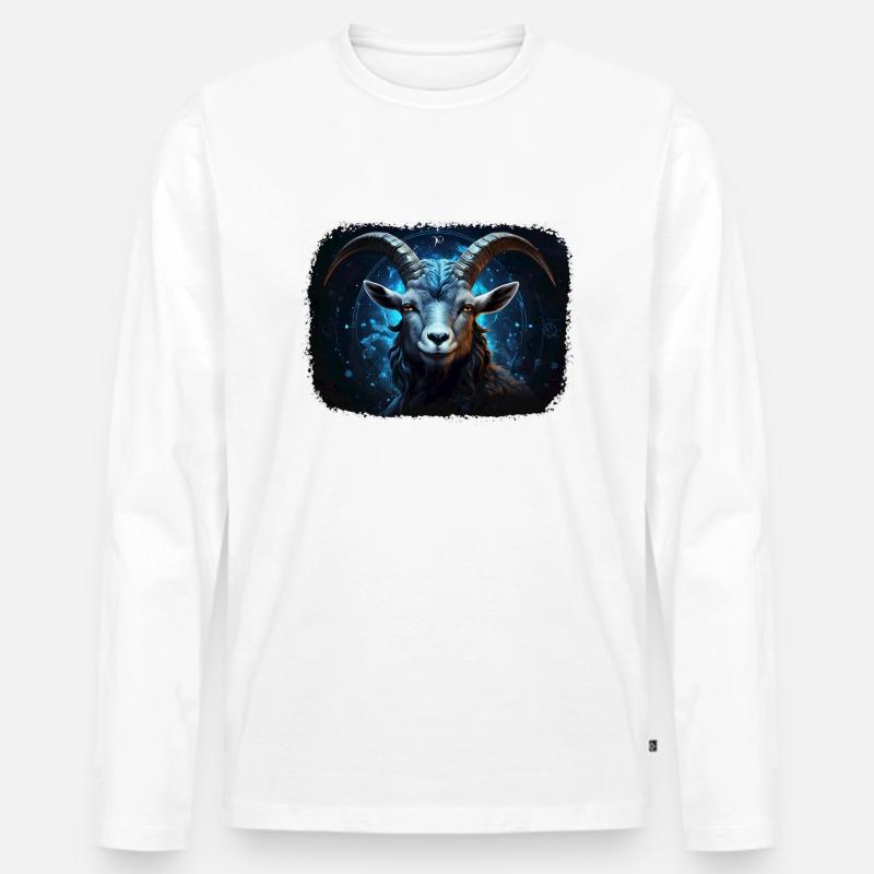 Sternzeichen Steinbock - Männer Premium Bio Langarmshirt - Weiß