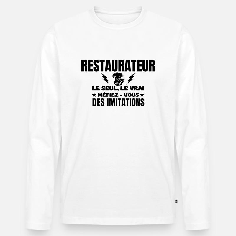 GASTRONOM DER EINZIG WAHRE - Männer Premium Bio Langarmshirt - Weiß