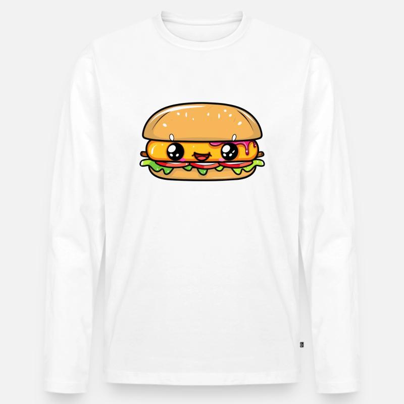 Burger mit Gesicht - Männer Premium Bio Langarmshirt - Weiß