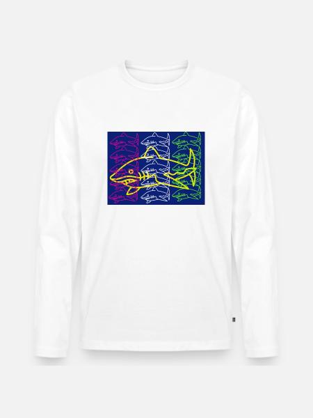 Sharks - Männer Premium Bio Langarmshirt - Weiß