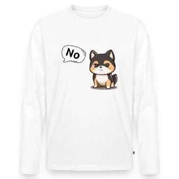 No, dissatisfied cute akita dog - Men's Premium Organic Long Sleeve Shirt - white - Front - Nico (187cm)