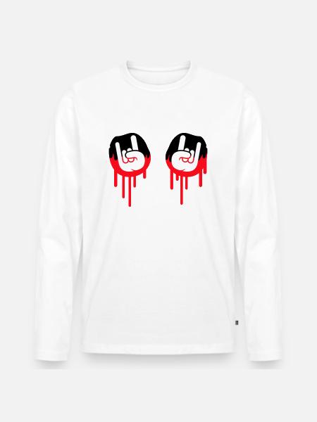Heavy Metal Hard Rock Graffiti Horn Håndbevægelse - Premium økologisk langærmet T-shirt til mænd - hvid
