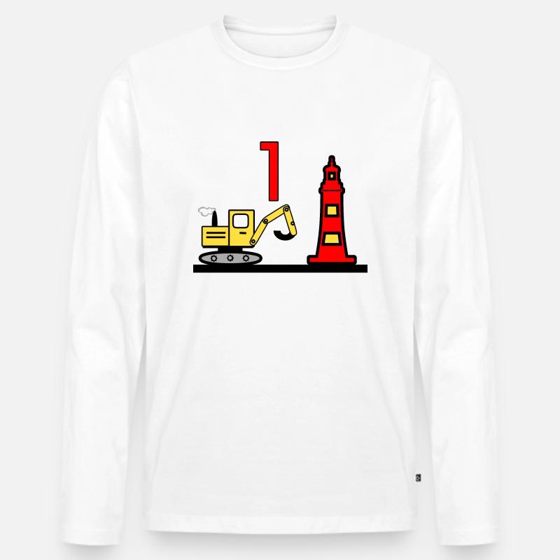 Bagger - Männer Premium Bio Langarmshirt - Weiß