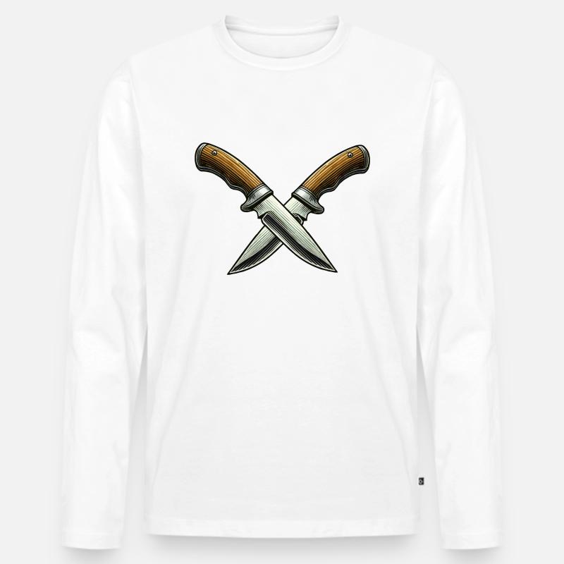 messer 2 - Männer Premium Bio Langarmshirt - Weiß