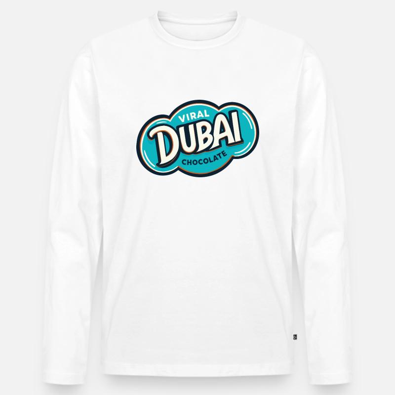 Virale Dubai-Schokolade - Männer Premium Bio Langarmshirt - Weiß