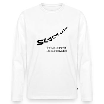 "Slackline –Gravité, équilibre - T-shirt manches longues Premium bio Homme - blanc - Devant - Nico (187cm)