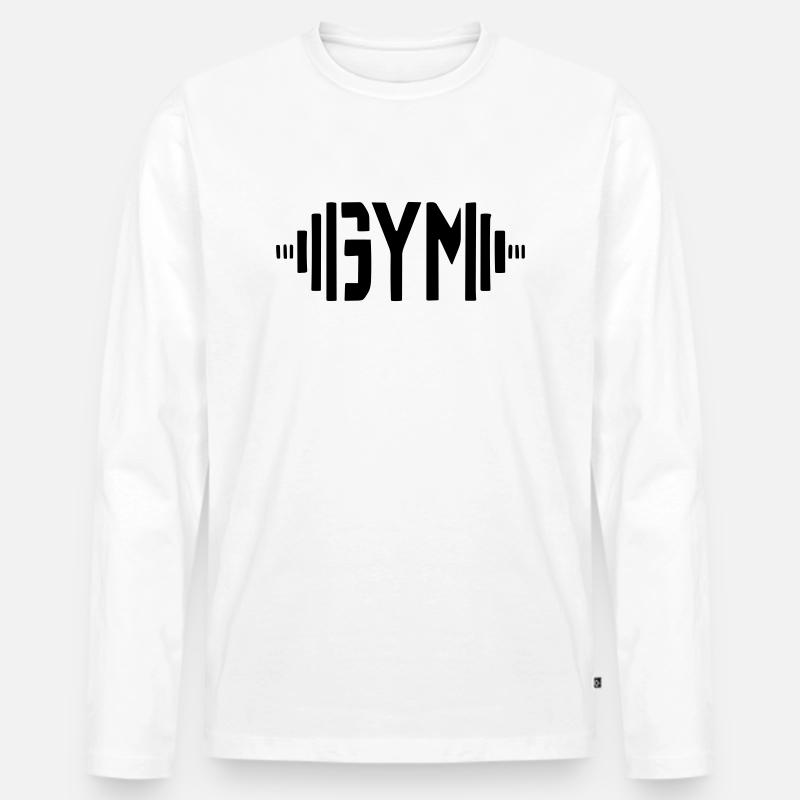 Fitnessstudio - Männer Premium Bio Langarmshirt - Weiß