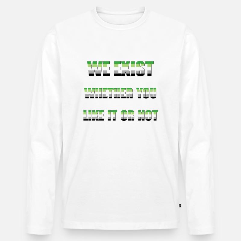 We Exist - Aromantic Flag - Männer Premium Bio Langarmshirt - Weiß