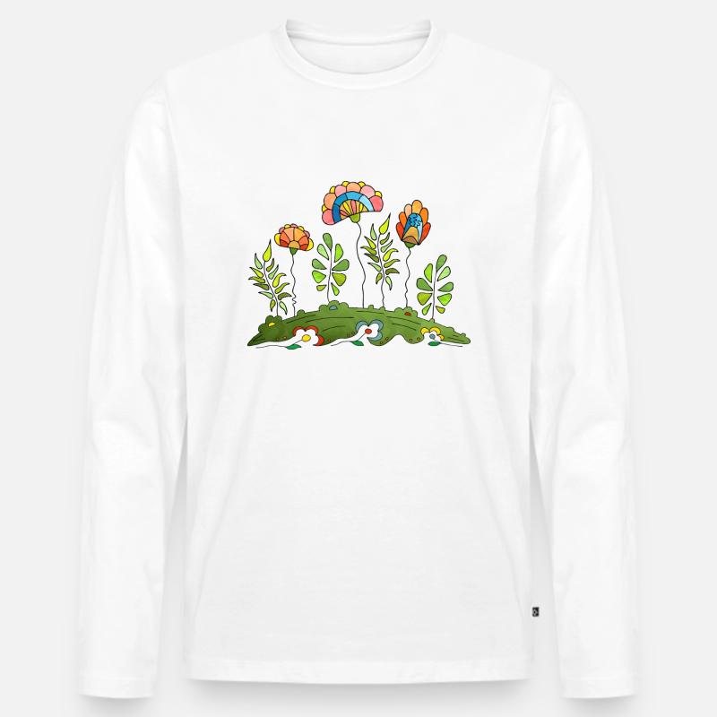 Blumen - Männer Premium Bio Langarmshirt - Weiß