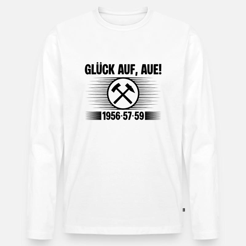 Glück auf Aue - Männer Premium Bio Langarmshirt - Weiß