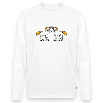 2 Unicorns Fight Evil Angry Attack Duel Team - Men's Premium Organic Long Sleeve Shirt - white - Front - Nico (187cm)
