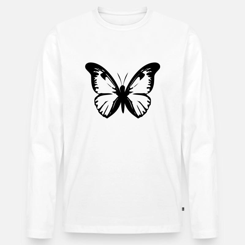 Schmetterling - Männer Premium Bio Langarmshirt - Weiß