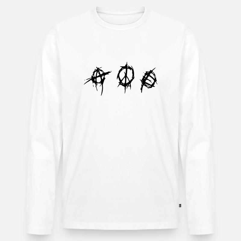 anarchy_peace_equality - Männer Premium Bio Langarmshirt - Weiß