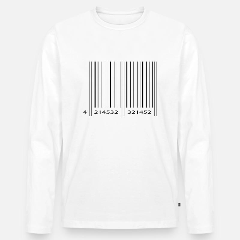 strichcode2 - Männer Premium Bio Langarmshirt - Weiß