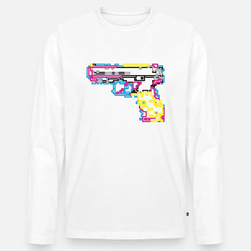 Pixelknarre - Männer Premium Bio Langarmshirt - Weiß