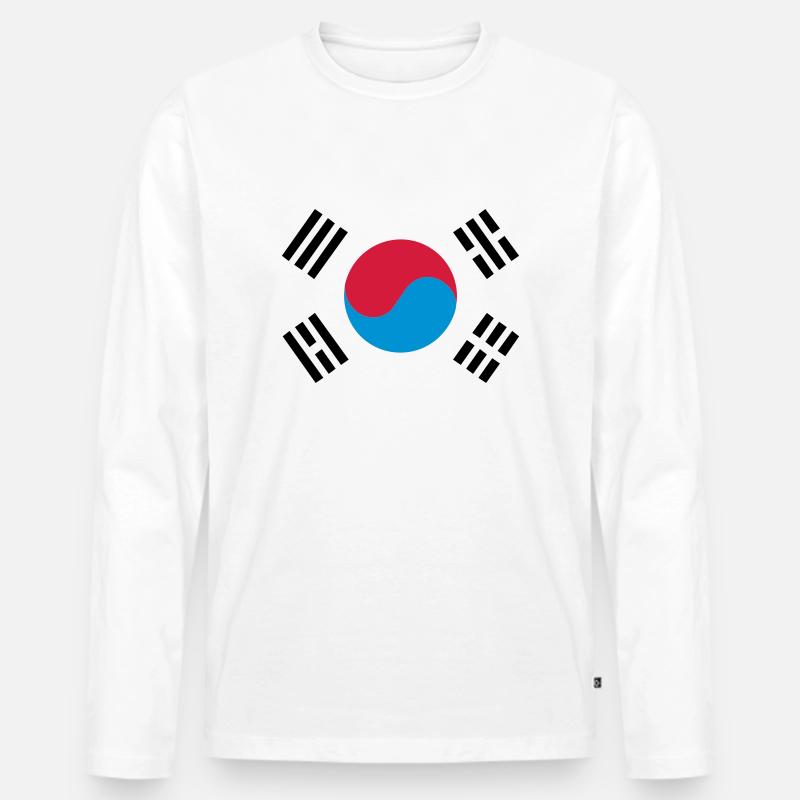 South Korea - Männer Premium Bio Langarmshirt - Weiß