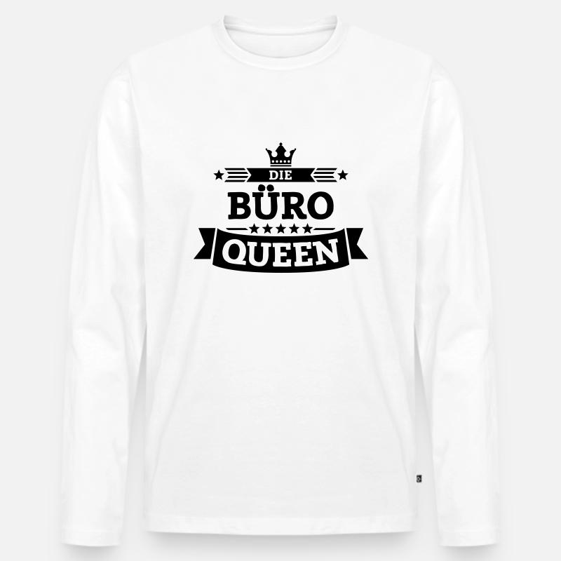Die Büro-Queen - Männer Premium Bio Langarmshirt - Weiß