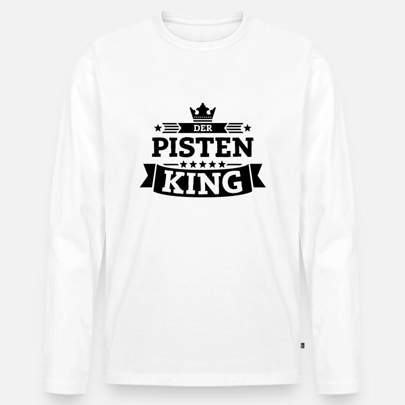 Der Pisten-King - Männer Premium Bio Langarmshirt - Weiß
