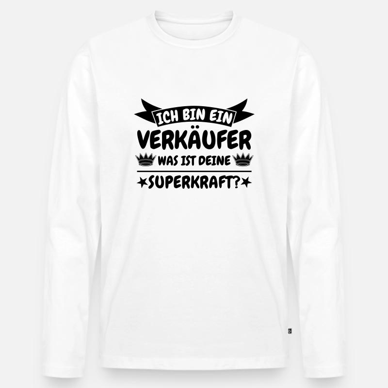 Verkäufer - Männer Premium Bio Langarmshirt - Weiß