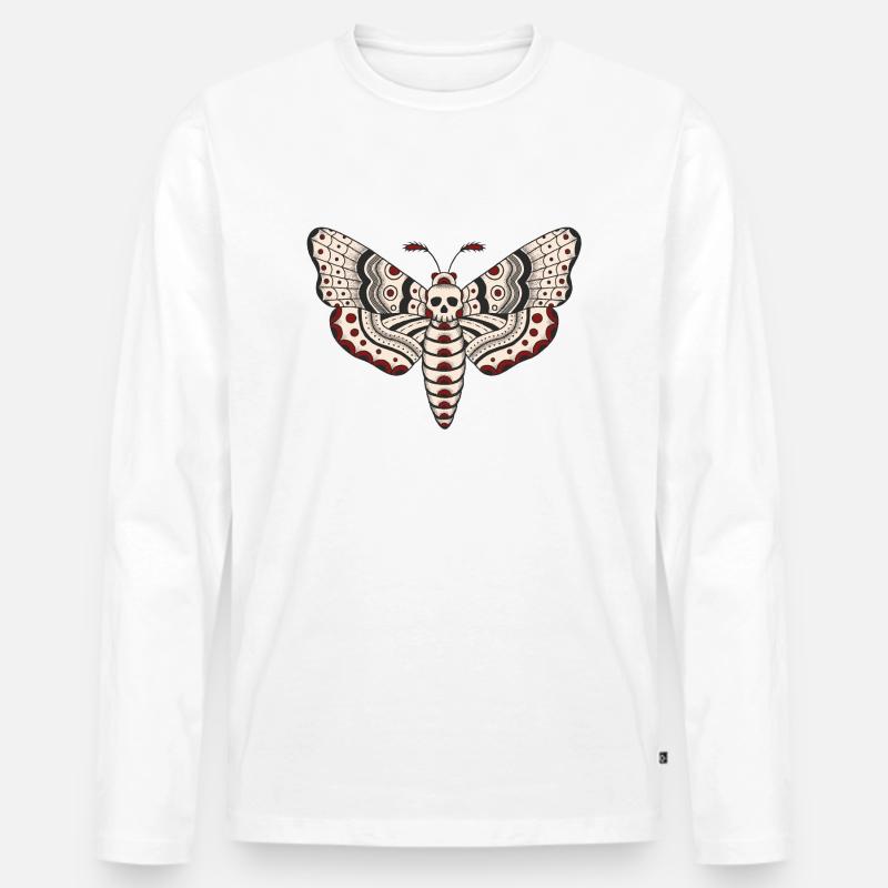 Death Head Moth - Männer Premium Bio Langarmshirt - Weiß