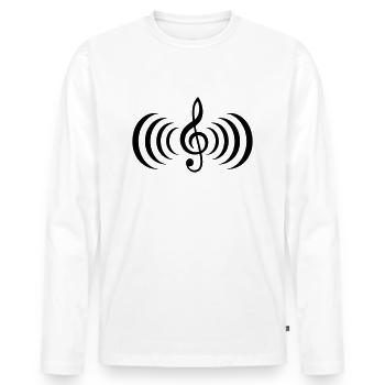 Klangwellen mit Notenschlüssel Musik Sound - Männer Premium Bio Langarmshirt - Weiß - Vorne - Nico (187cm)