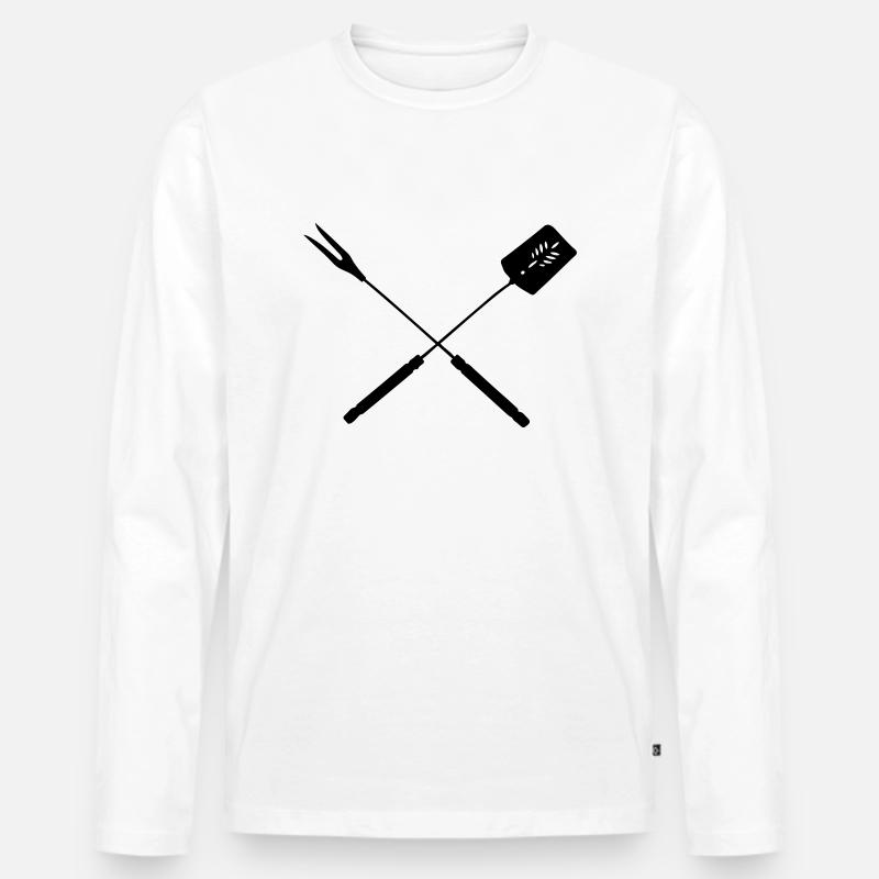 BBQ - Männer Premium Bio Langarmshirt - Weiß