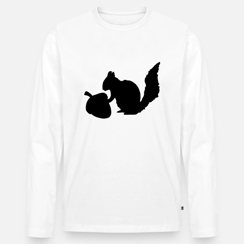 Eichhörnchen Nuss - Männer Premium Bio Langarmshirt - Weiß