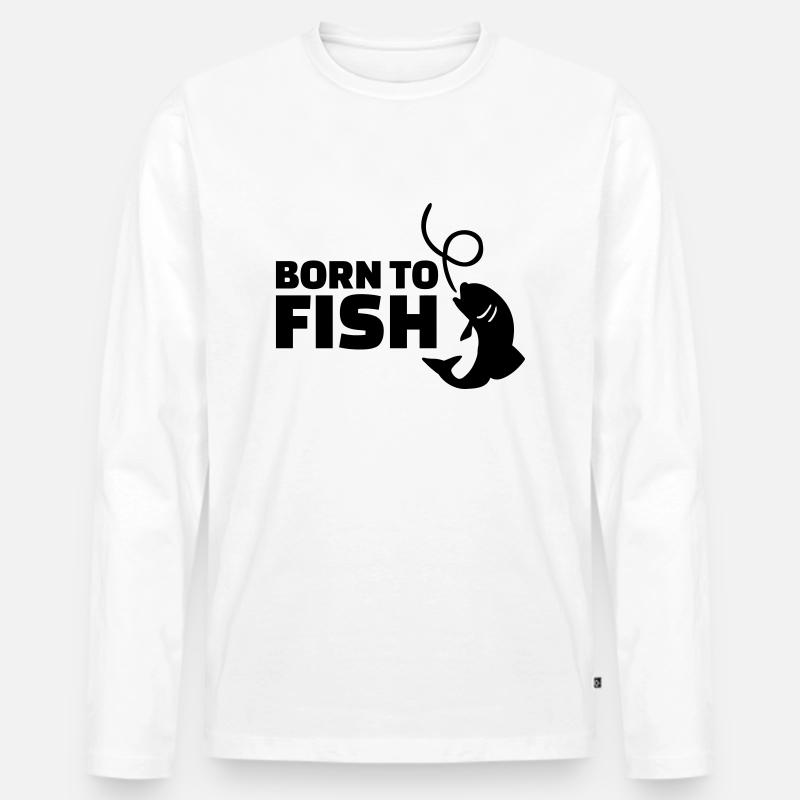 Angeln - Männer Premium Bio Langarmshirt - Weiß