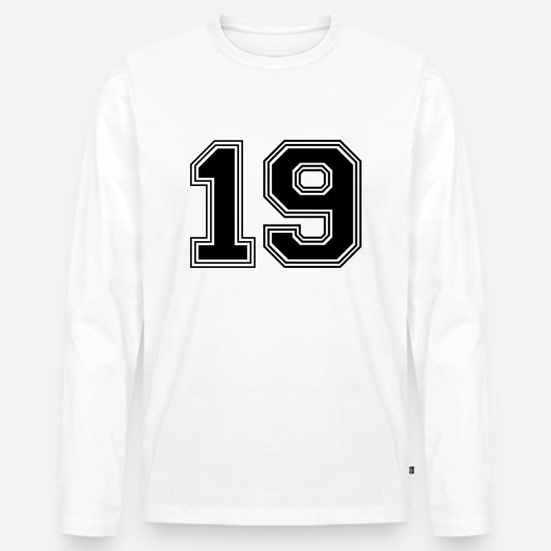 19_Nummer_19_(s31) - Männer Premium Bio Langarmshirt - Weiß
